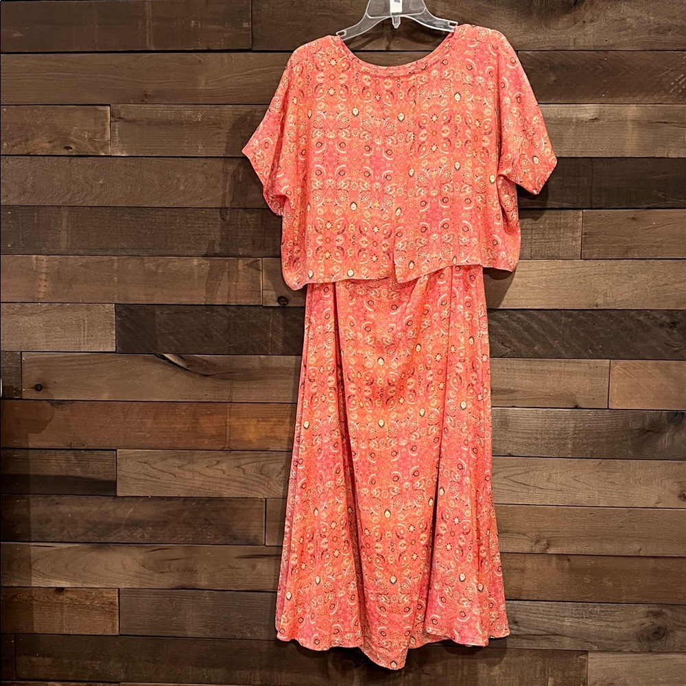 Free People Pink Printed Two-Piece skirt set size 8 - Picture 5 of 8